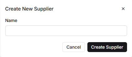 The Create New Supplier dialog