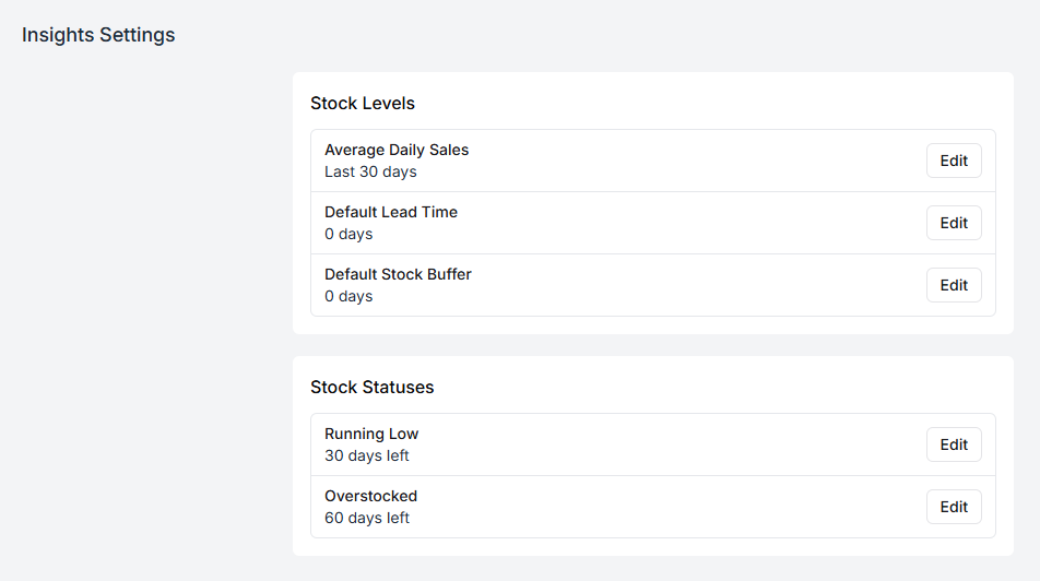 Insights settings