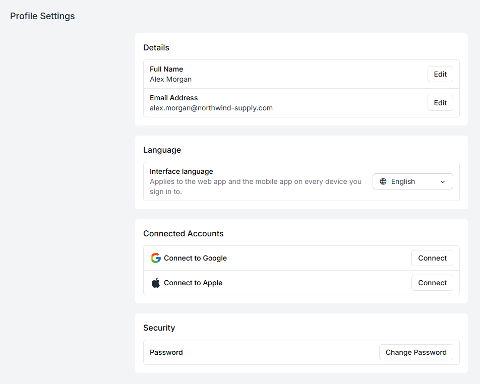 Profile settings