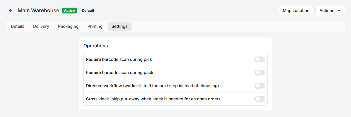 The Settings tab
