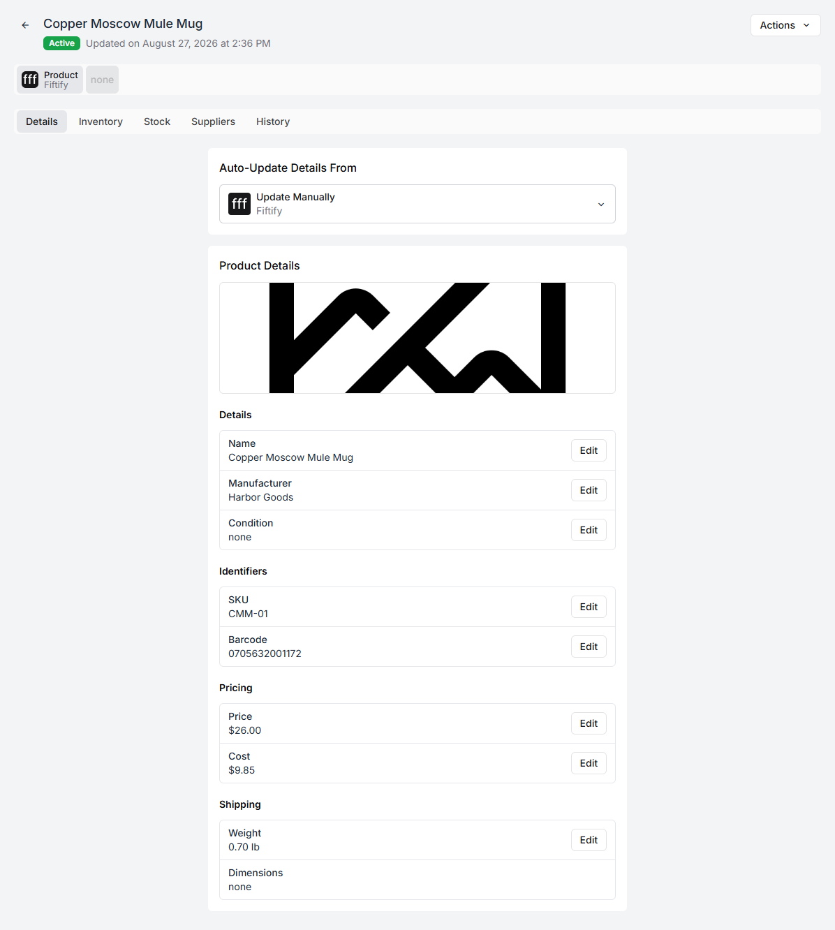 A product's details