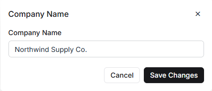 The Company Name dialog